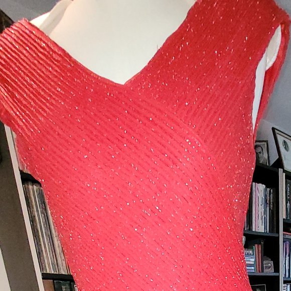 Vanessa Stevens Red Sparkle Evening Gown Circa 1993 - Picture 4 of 8